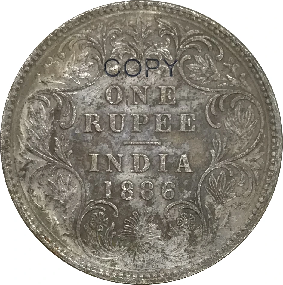 1886 Индия 1 одна рупия Victoria Queen предметы коллекционирования из мельхиора покрытые