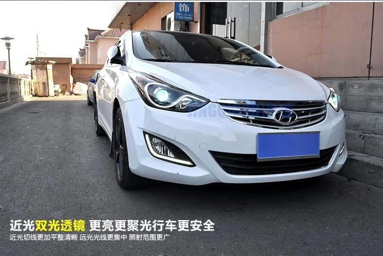 Автомобильный Стайлинг головная лампа для фары для автомобиля Hyundai Elantra angel eyes 2012- для Elantra головная лампа Биксеноновая линза Hi Low Beam h7