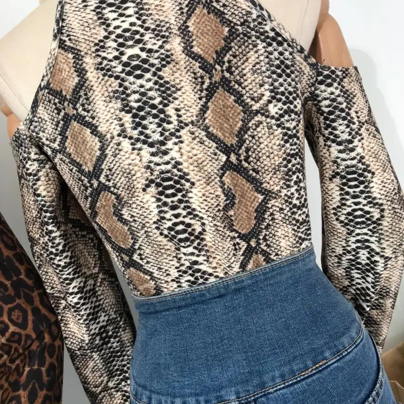 

spring new chic shirt women aesthetic womens shirts korean clothes tops Sexy&Club Leopard Hollow Out fashion summer animal print