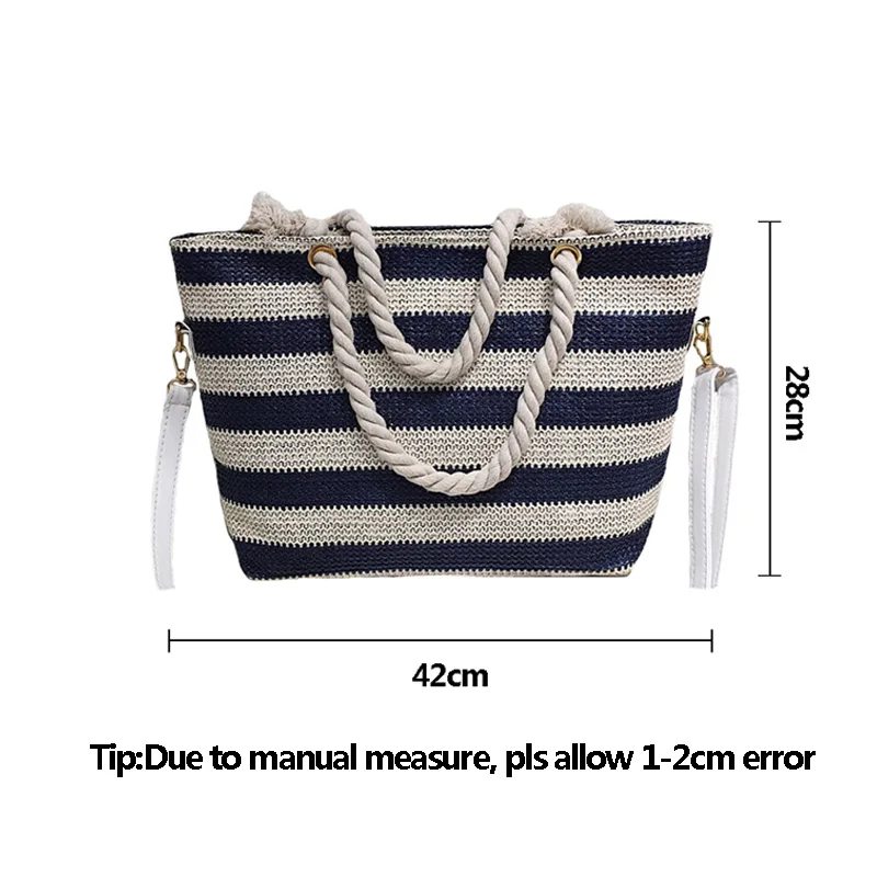 

2018 Women Fashion Summer Stripe Straw Bags INS Popular Beach Female Travel Knitted Handbag Large Lady Weave Shoulder Bag SS3357