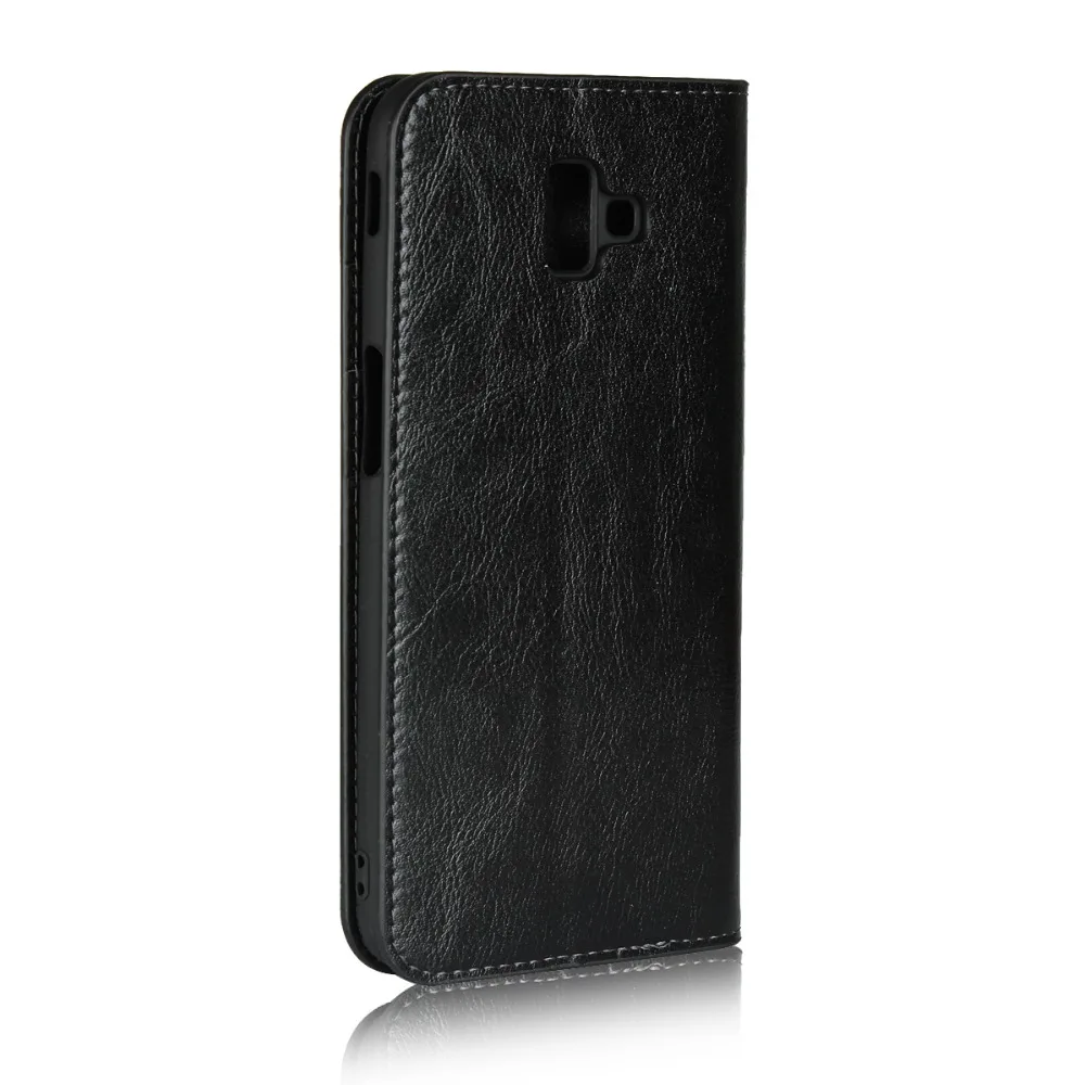 LUCKBUY для Samsung Galaxy J4 Plus ретро деловой стиль натуральная кожа подставка кошелек