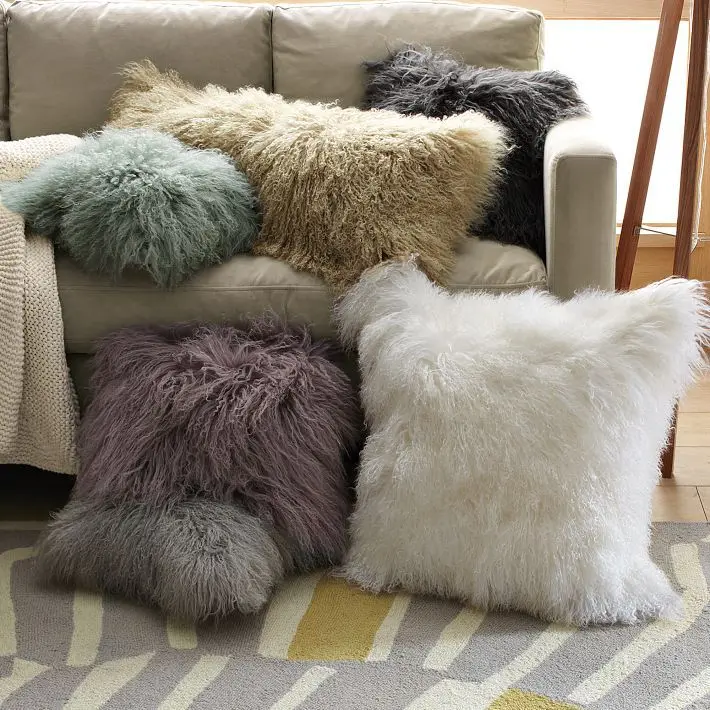 

ALICEFUR Custom size new design mongolian lamb fur protective Cushion Pillow Cover
