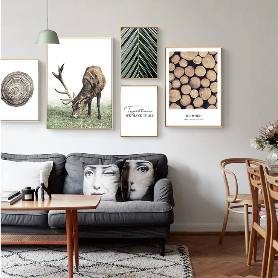 Современные картины на холсте с изображением американских листьев дерева и лося