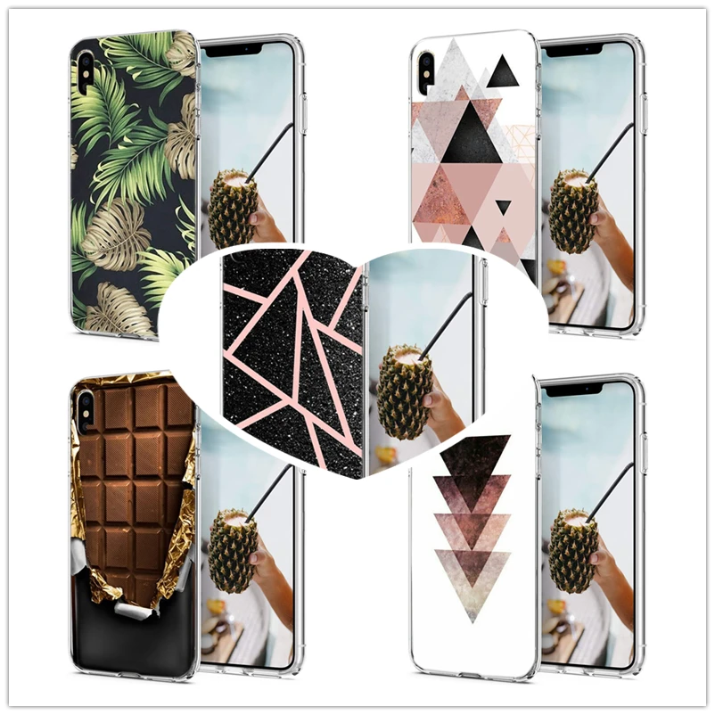 Чехол для iPhone X XS XR Max мягкий силиконовый чехол из ТПУ с рисунком тропических
