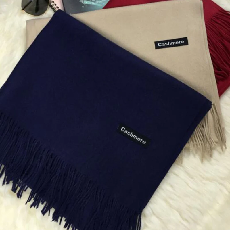 Лидер продаж высококачественный однотонный шарф с кисточками универсальная