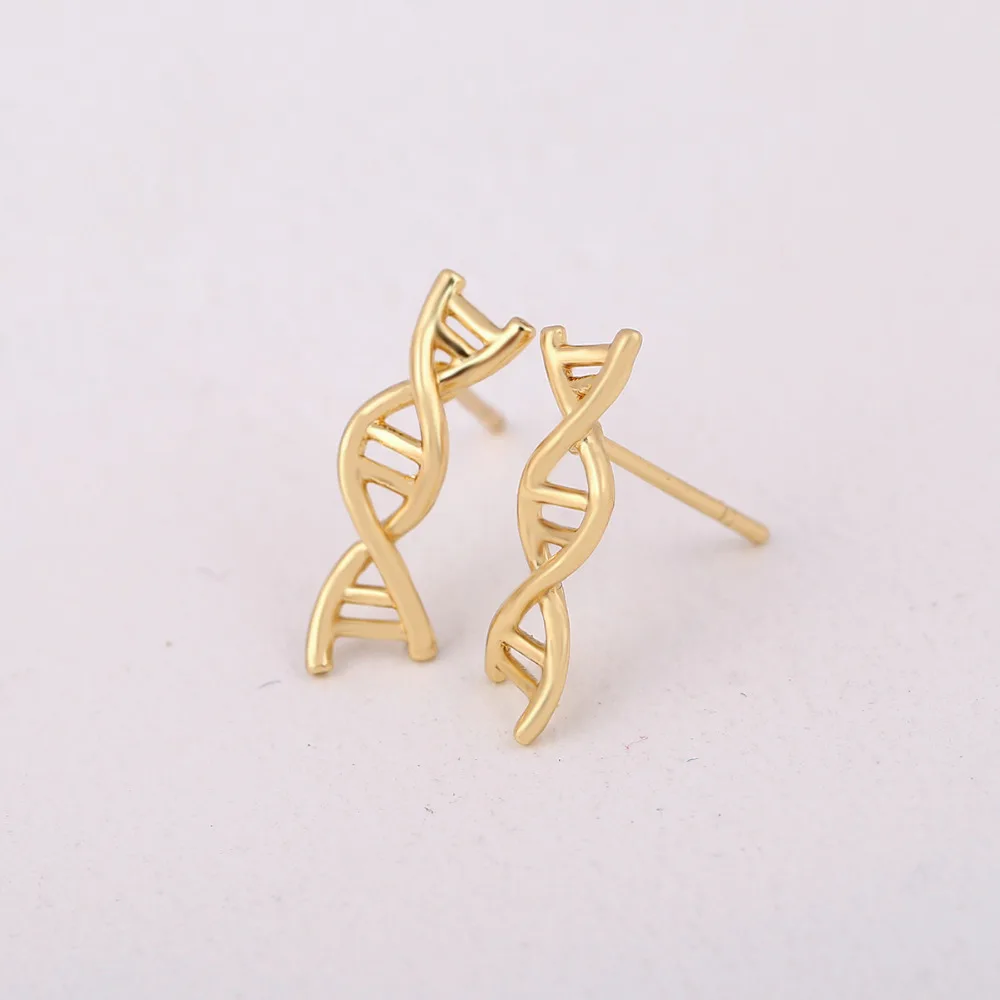 Серьги Yiustar для девушек серьги гвоздики ДНК золотые спирали женщин женские полые