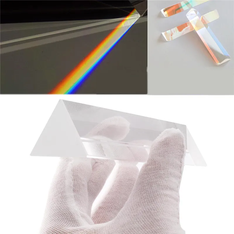 Triangular Color Prism K9 Optical Glass Right Angle Reflecting Teaching Stones Decoration Crafts | Дом и сад