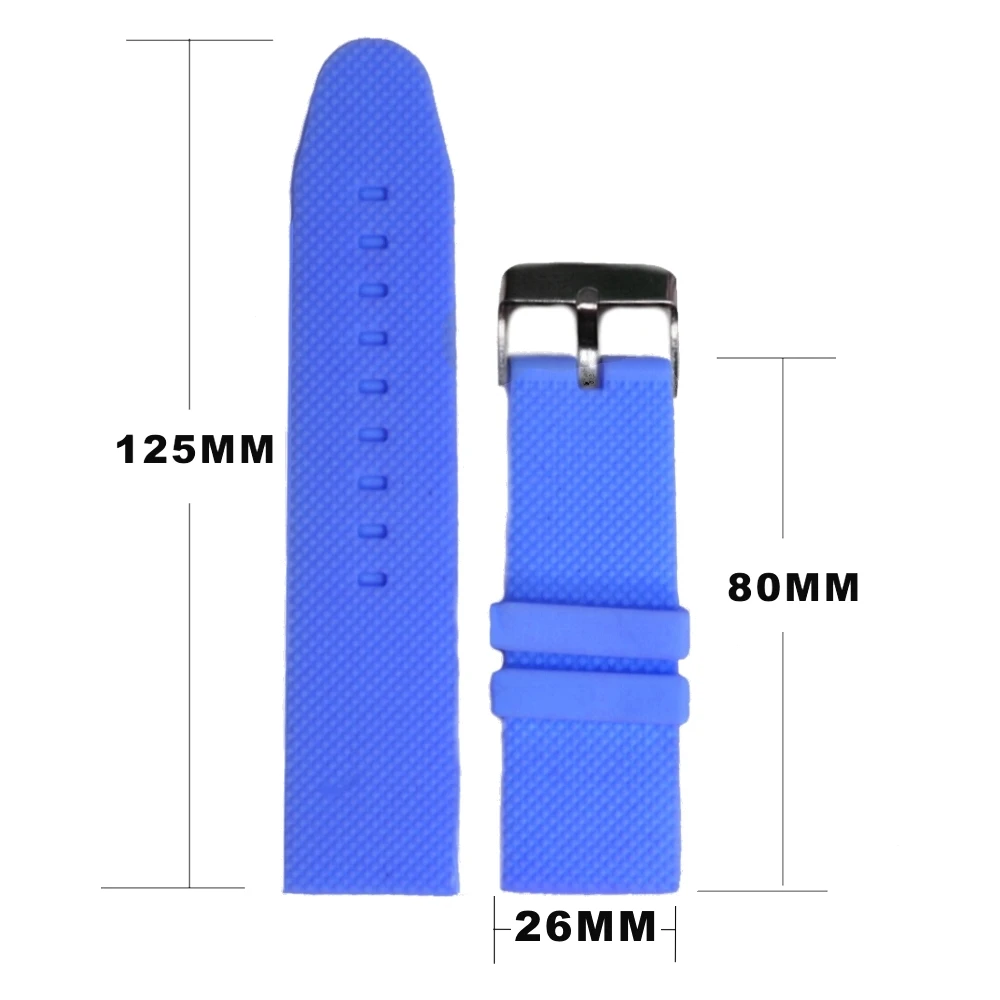 26 мм Океанский силиконовый синего цвета желе резиновый унисекс ремешок для часов