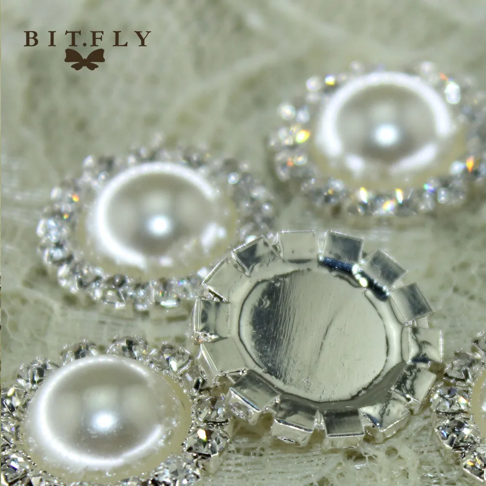 Горячая продажа Красивая пуговица с жемчужиной и стразами цвета слоновой кости 30