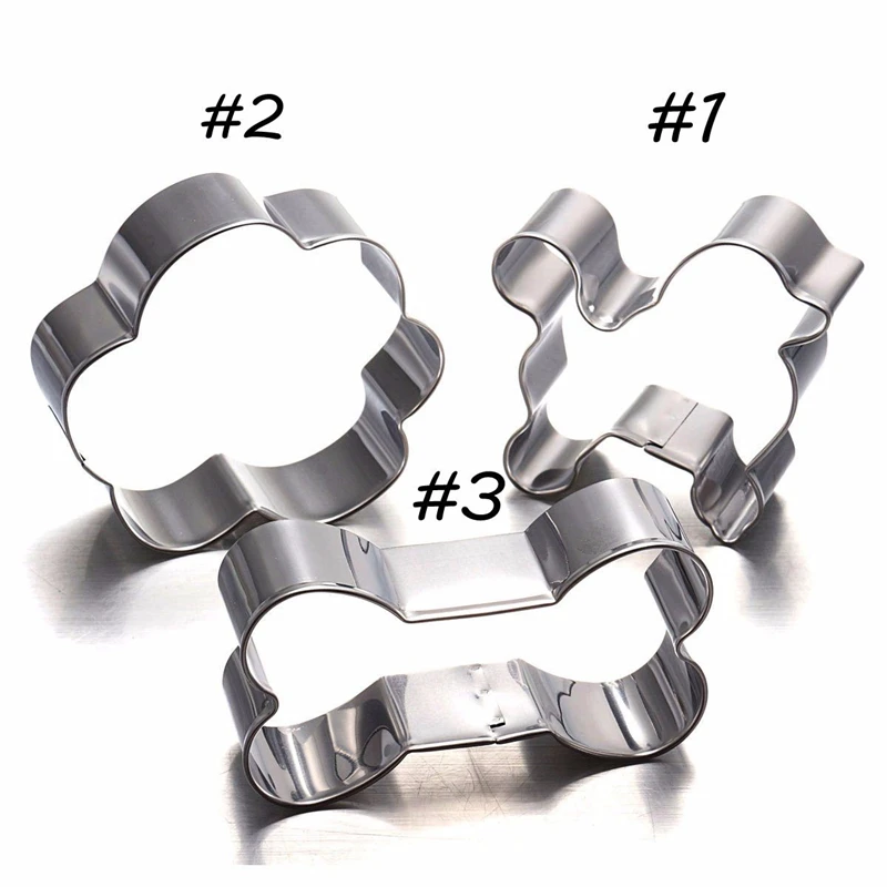 Aomily 3 Size Dog Paw Bone Cookie Cutter Cake Footprint Shape Decorating Fondant Cut Tool Cookies Muffin Molds Kitchen | Дом и сад