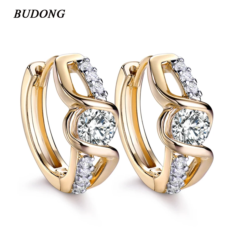 Женские серьги кольца BUDONG Круглые Серьги серебряного/золотистого цвета