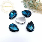 Лидер продаж! Павлинье синее стекло в форме капли для вышивания Стразы с искусственным когтем Diy свадебное платье и обувь