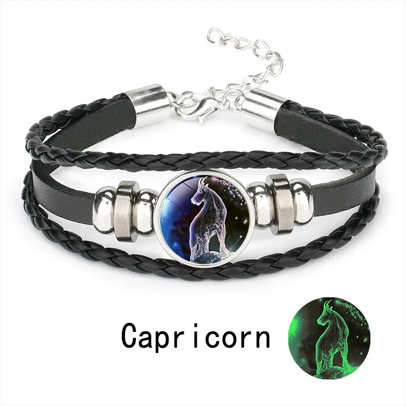 Capricorn Светящиеся в темноте 12 браслеты с изображениями созвездий, астрология, Зодиак 12 браслет «Лев» для женщин/мужчин, ювелирные изделия NX5 - Окраска металла: Capricorn