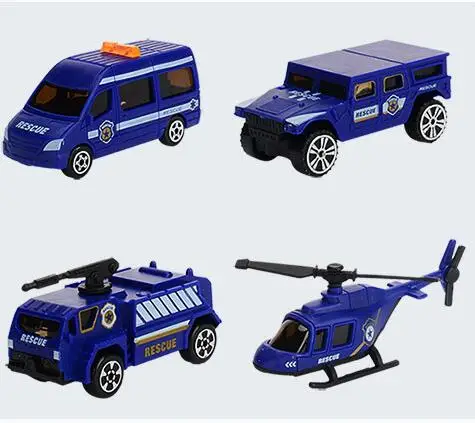 4pcs d Литой автомобиль вертолет игрушки 1: 64 модель строительной машины пожарная машина скорой помощи самолет трактор спортивный автомобиль игрушка для мальчиков - Цвет: 4pcs d