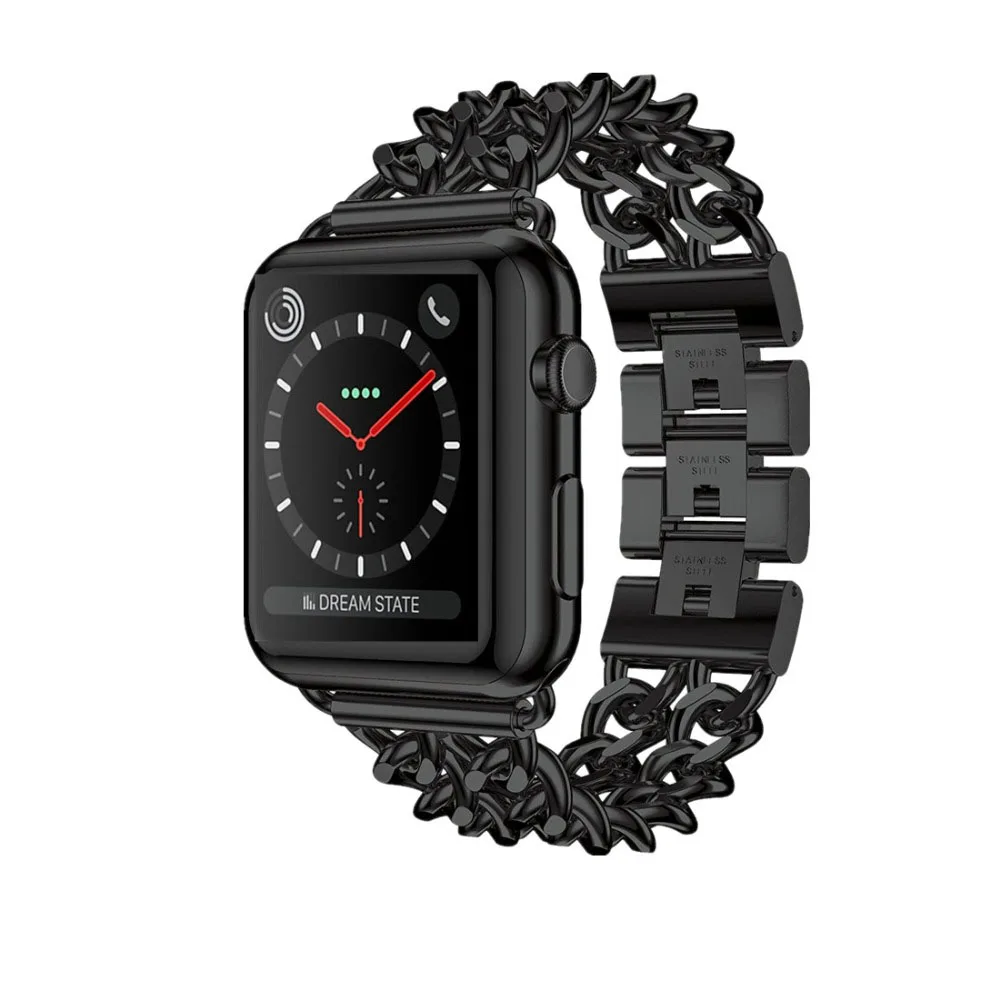 Ремешок из нержавеющей стали для Apple Watch band 44 мм 40 звеньевой браслет iwatch series 6 se 5 4 3 2