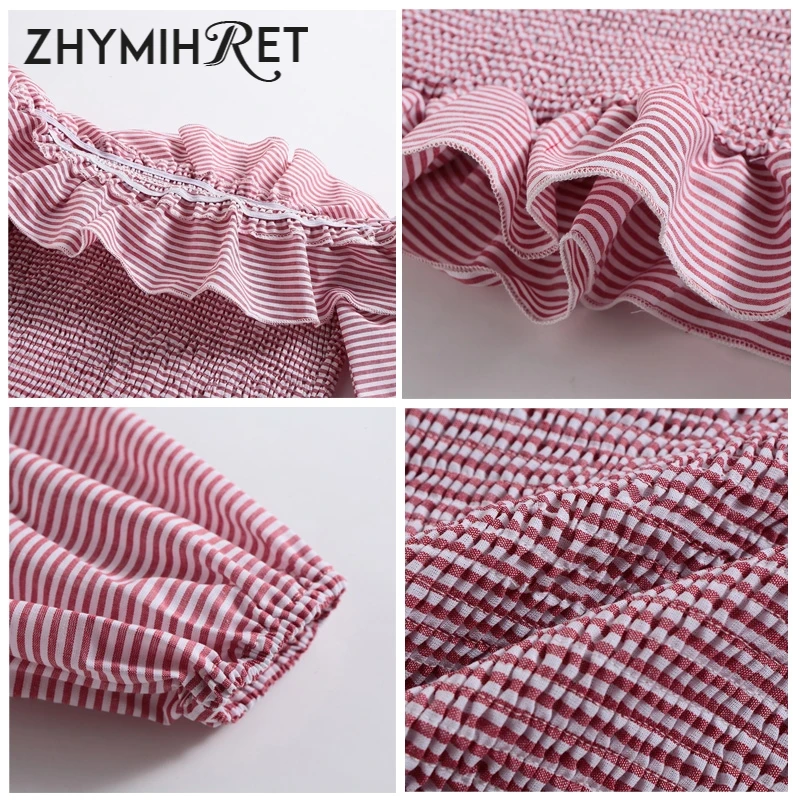 ZHYMIHRET/розовые платья в полоску с вырезом лодочкой для девочек осенние облегающие