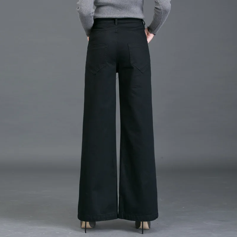 Женские джинсы с широкими штанинами модные длинные прямые брюки из денима