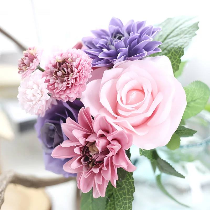 CAMMITEVER 10 шт. Георгин Роза смешанный искусственный цветок Свадебный домашний