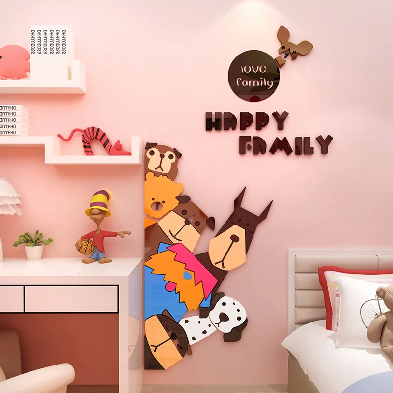 Милые собаки дизайн акриловая Наклейка на стену s DIY животное наклейка Детская
