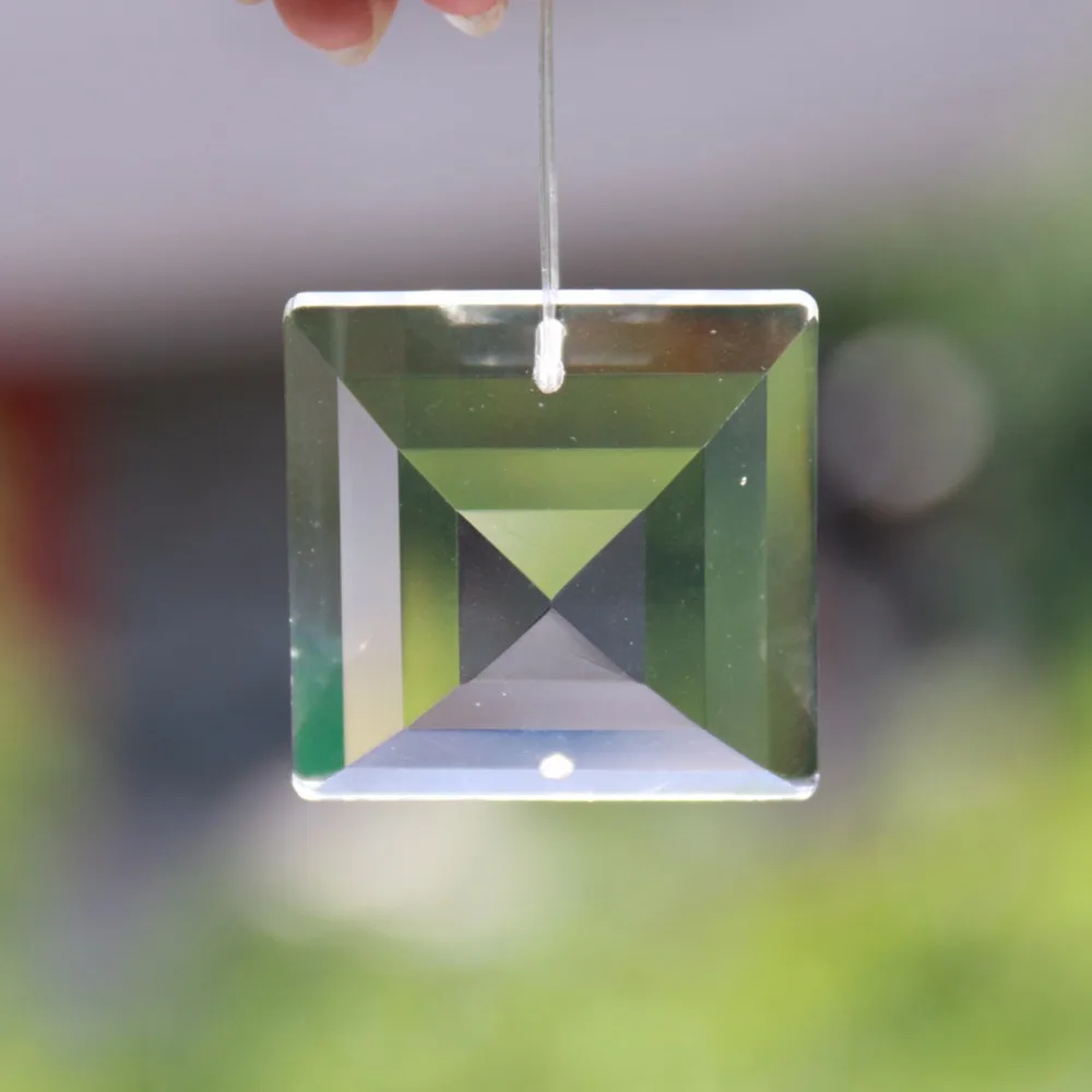 Квадратный Suncatcher AB лицо Хрустальная стеклянная люстра часть призмы подвесное художественное стекло DIY лампа аксессуары 2 отверстия 50 мм