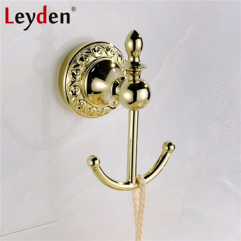Clothes Hook Leyden роскошный Твердый латунный держатель для полотенец, держатель для туалетной бумаги, держатель для полотенец, крючок для халата, настенный Золотой набор аксессуаров для ванной комнаты - Цвет: Clothes Hook