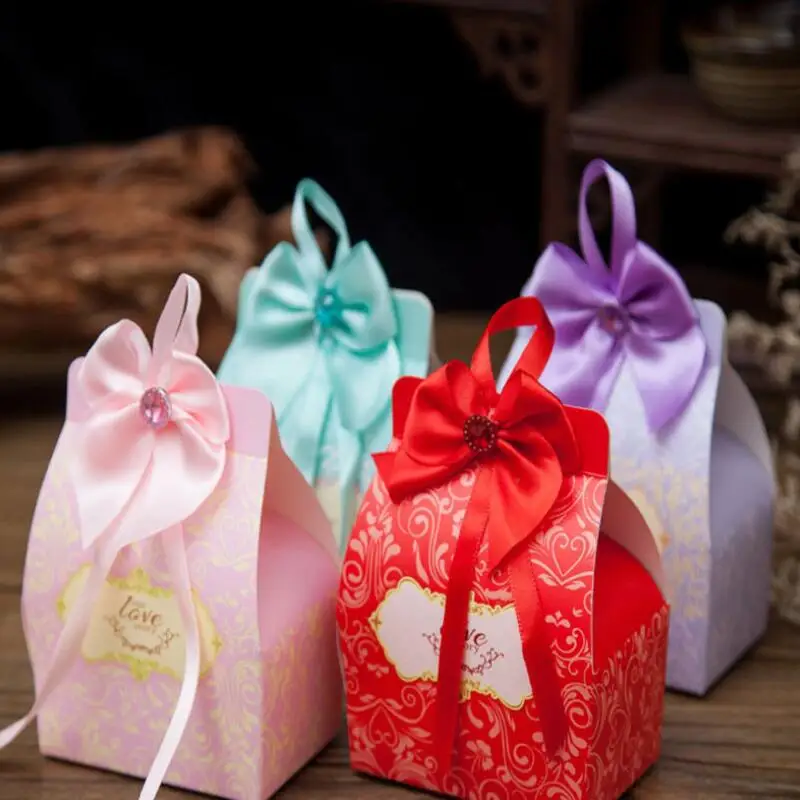

30pcs/lot Creative Wedding Candy Box Sweet Love Ribbon Bowknot Paper Bag Valentine's Day Engagement Gift Packaging Box
