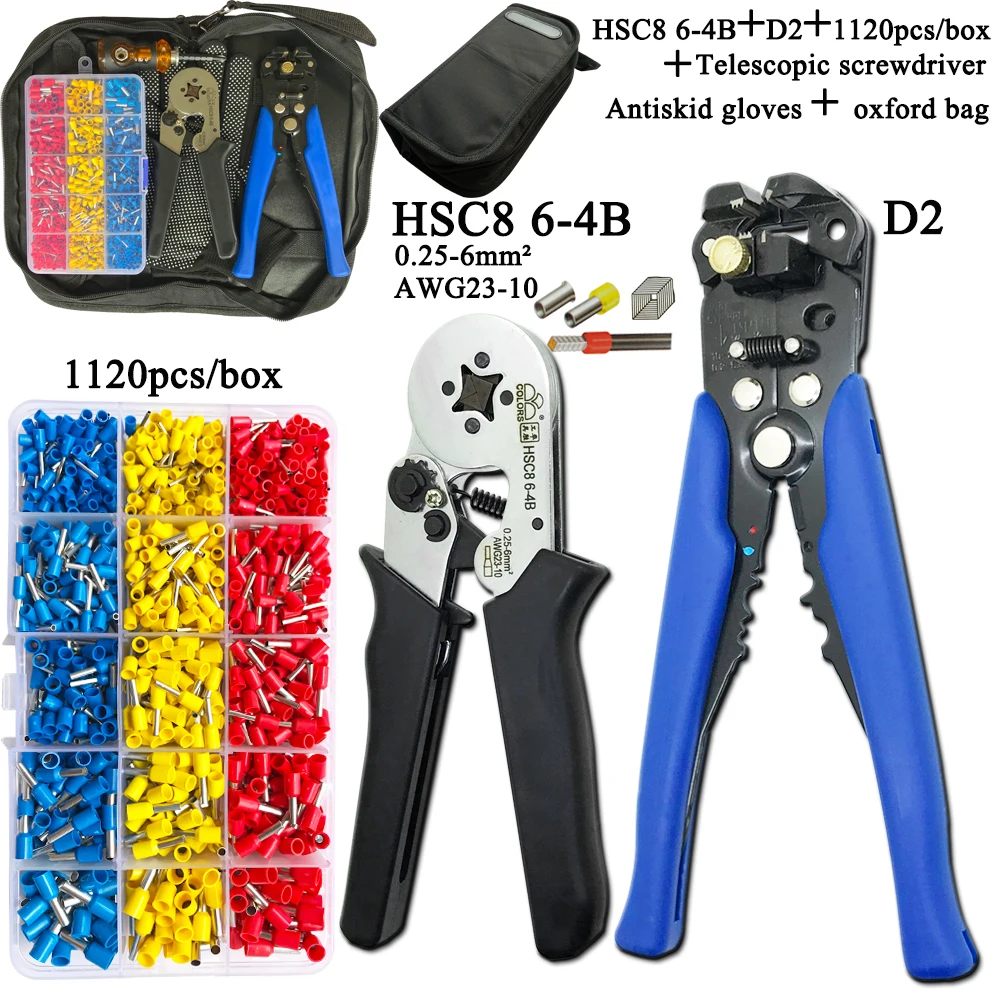  Electrician Pliers Junction Box Mini Tool Kit HSC8 6 4 0.25 6mm2 23 10AWG Crimping Wire Stripping:10 24awg 0.2 6.0mm2|Плоскогубцы| |