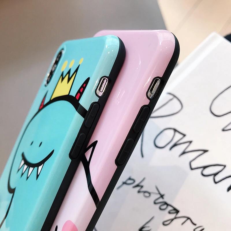 ТПУ глянцевый чехол для iPhone X XR XS Max Animal с рисунком динозавра Мягкий силиконовый 7 8