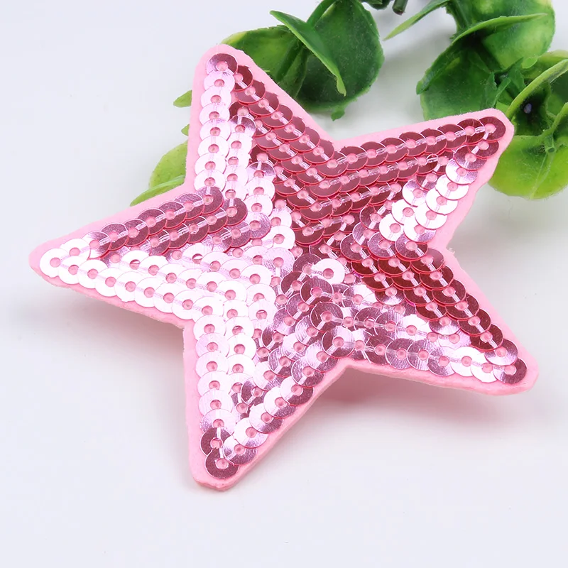 10 шт./партия, блестящая розовая нашивка со звездой для девочек, платье, шапки, футболка, сумки, сделай сам, железные наклейки, Мультяшные нашивки, аппликации