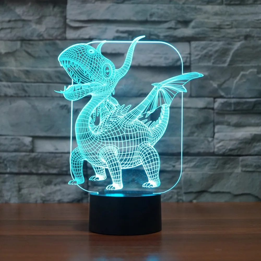 3D животное дракон/собака/лошадь ночник креативный Настольный светильник 7 цветов