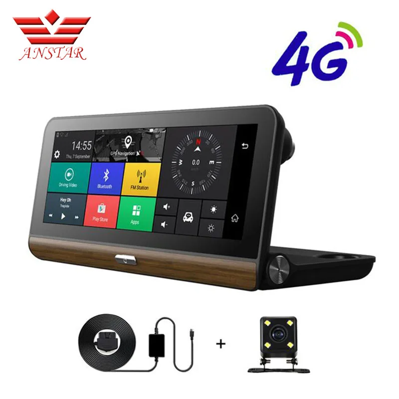 ANSTAR 4G Автомобильный видеорегистратор с камерой поддержкой Plus 7 84 &quotAndroid 5 1 WIFI GPS ADAS