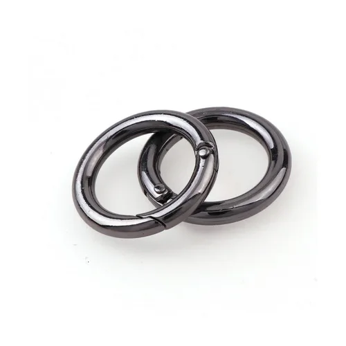 gun black 24mm 5 шт. 24/29/34 мм 3 Цвета круглый весна застежка-молния крючок для плетения браслетов, Цепочки и ожерелья ключ Чиан соединители фурнитура для украшений - Цвет: gun black 24mm