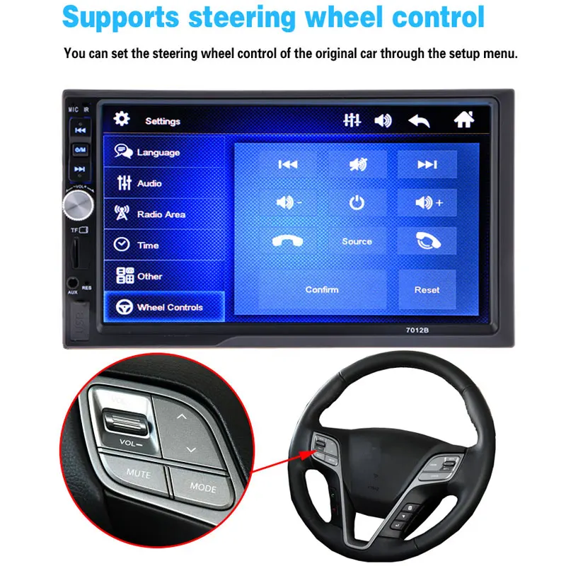 2 Дин Радио Bluetooth Стерео FM MP3 MP4 MP5 Аудио Видео Мультимедиа USB AUX Авто электроники в