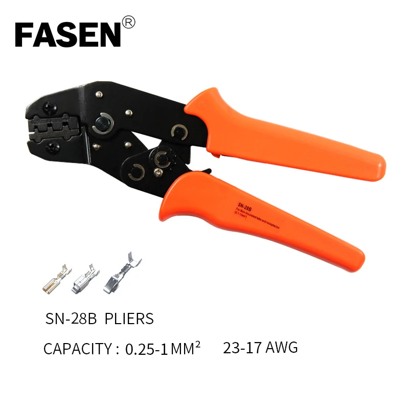

SN-11011+28b crimping pliers 0.25-2.5mm2 24-14AWG XH2.54/PH2.0/2510 SM plug tab terminals Self Adjustable Crimping Hand Pliers