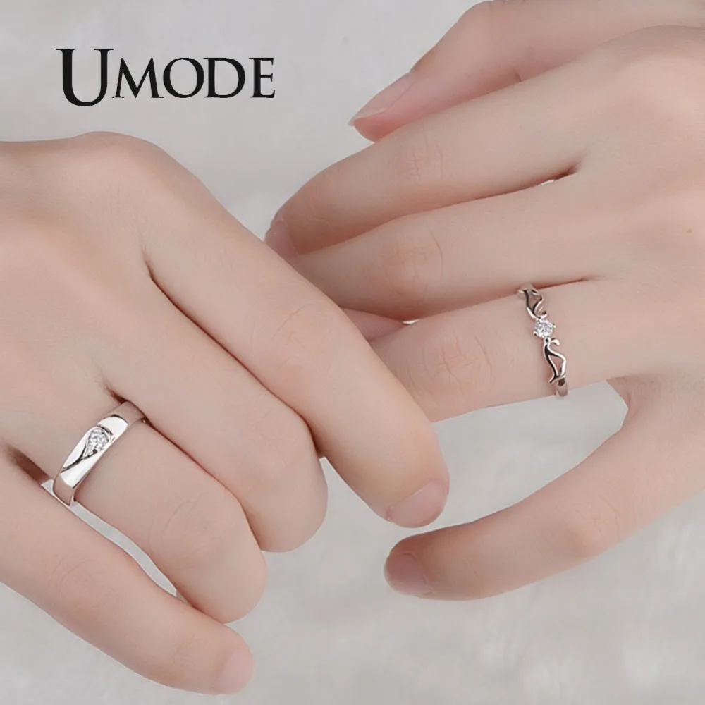 Женское кольцо манжета с фианитом UMODE Открытое прозрачным кубическим цирконием