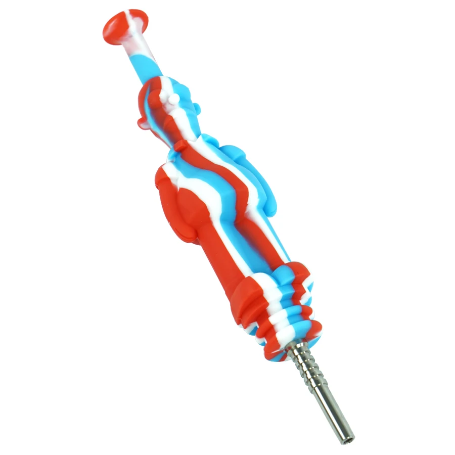 red blue Силиконовая курительная трубка, набор силиконовых трубок NC, установка для масла Dab с титановым гвоздем, табаком, FDA, силиконовая курительная трубка, концентрат масла - Цвет: red blue
