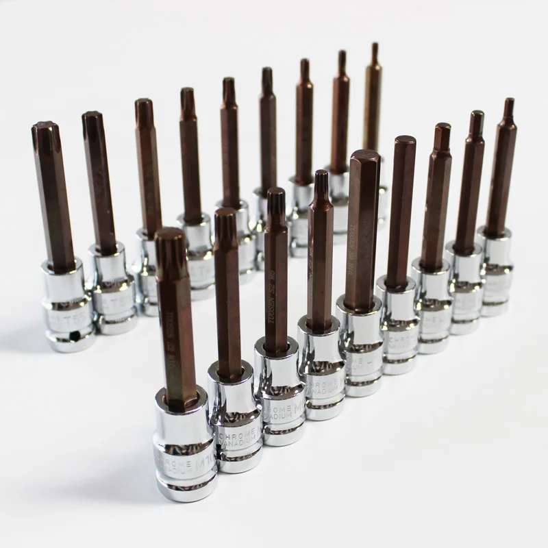 Упаковка из 18 штук 1/2 inch drive долго достигайте разъем торцевые свёрла hex 12 точек мастерской гаражные инструменты H4 H5 H6 H8 H10 M5 M6 M8 M10 T50