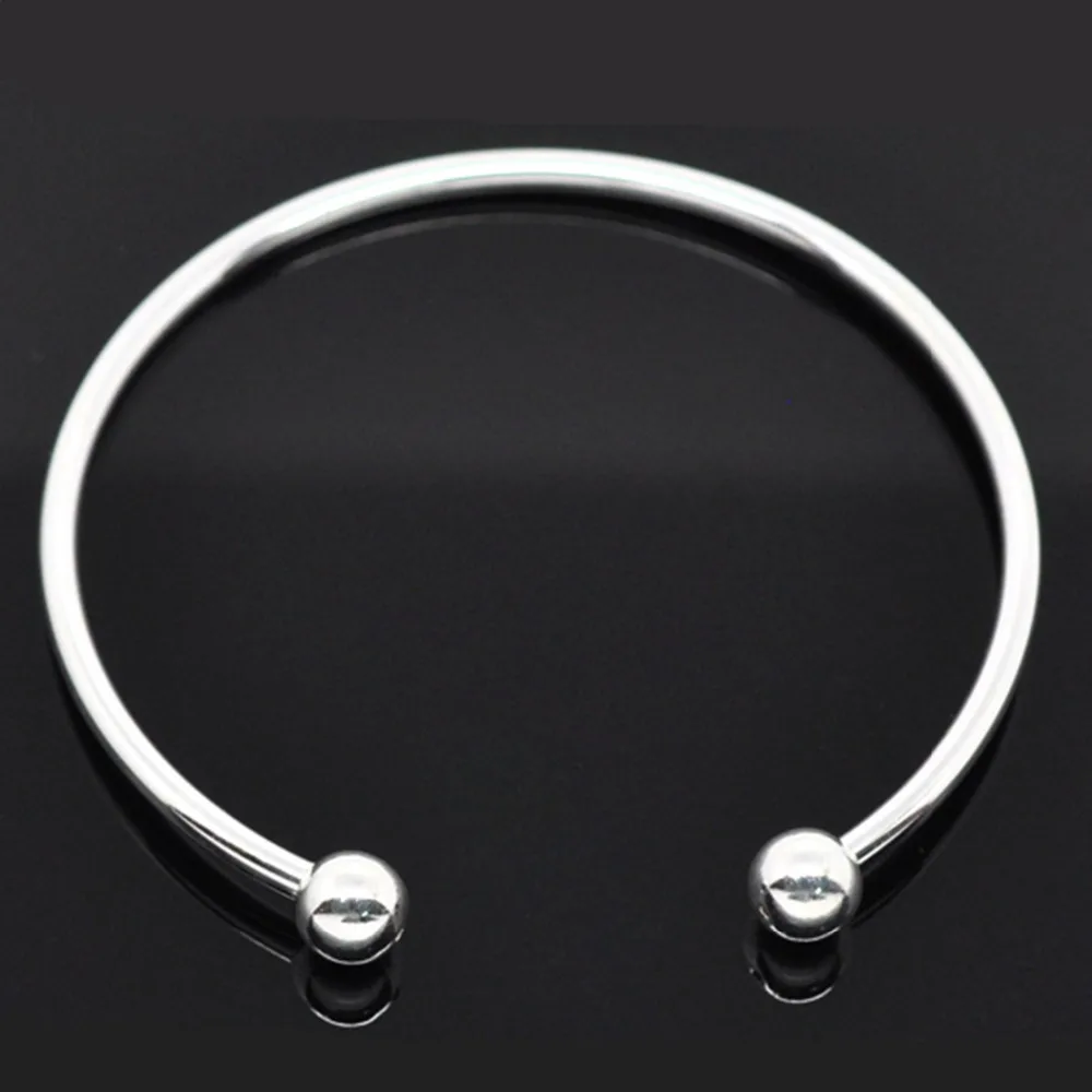 Браслет DoreenBeads медный серебристый цвет гладкий Подходит для европейских