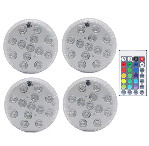 10 светодио дный LED Дистанционное управление RGB погружной свет батарея работает подводный ночник открытый ваза чаша вечерние украшение - Испускаемый цвет: 1 controller 4 Lamp