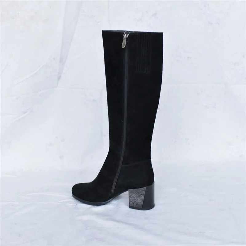 Новинка 2018 модные женские высокие сапоги на высоком каблуке зимняя теплая обувь