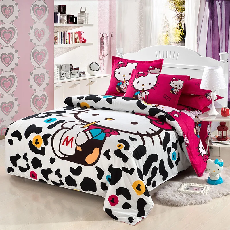Новейший прекрасный мультфильм hello kitty cut mouse 4 шт./3 шт. пододеяльник наборы мягкий полиэстер постельное белье набор простыней для плоской кровати наволочка