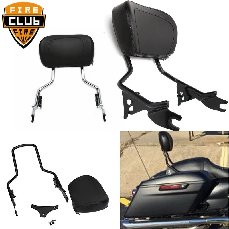 

Black Sissy Bar Passenger Detachable Backrest w/ Pad For Harley Touring Road Street Glide FLHR FLHX FLHT FLTR 2009-2017 2018