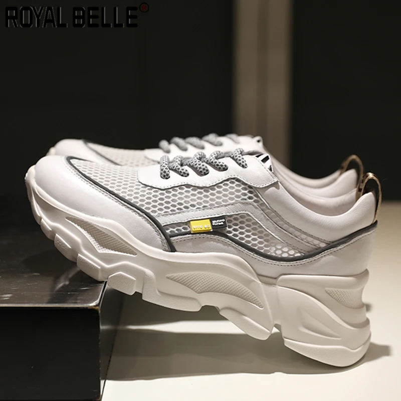 Royal Belle Mesh Platform Sneakers Shoes Female 2019 Casual Sport Hollow Breathable Dad Light Fashion Espadrilles Women | Обувь