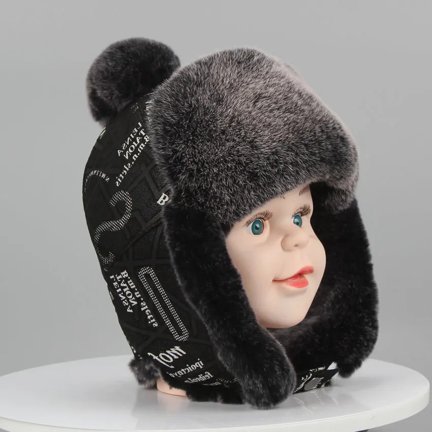 

ICYMI Winter Real Full Pelt Rex Rabbit Fur With Sheepskin Fabric Bomber Hats Children Kids Girl Bomber Cap Cute Earmuff Hat Cap