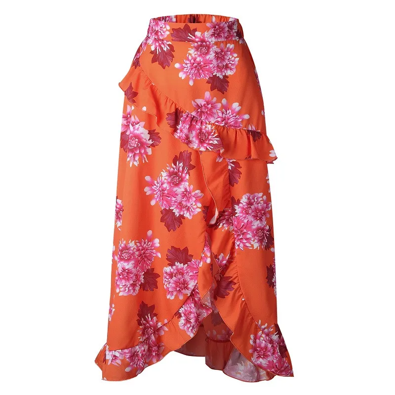 Новинка 2018 модная сексуальная юбка с оборками богемная длинная цветочным