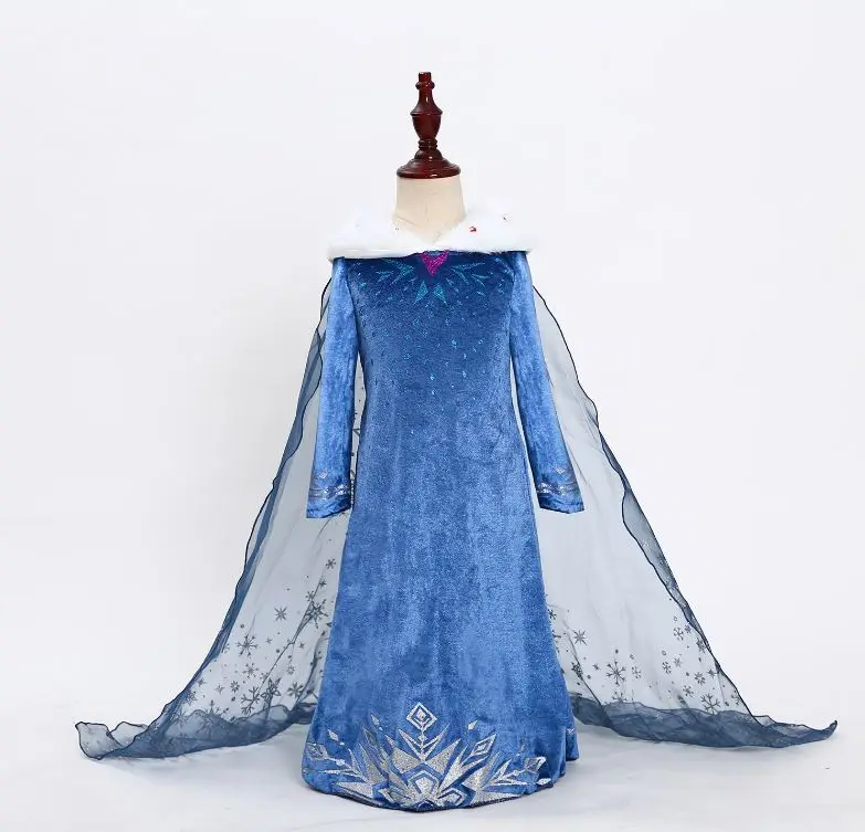 Girls Halloween Dress The Frozen Elsa Princess Dresses Long Sleeves Christmas Evening Party Costume dress 2-12Y | Детская одежда и