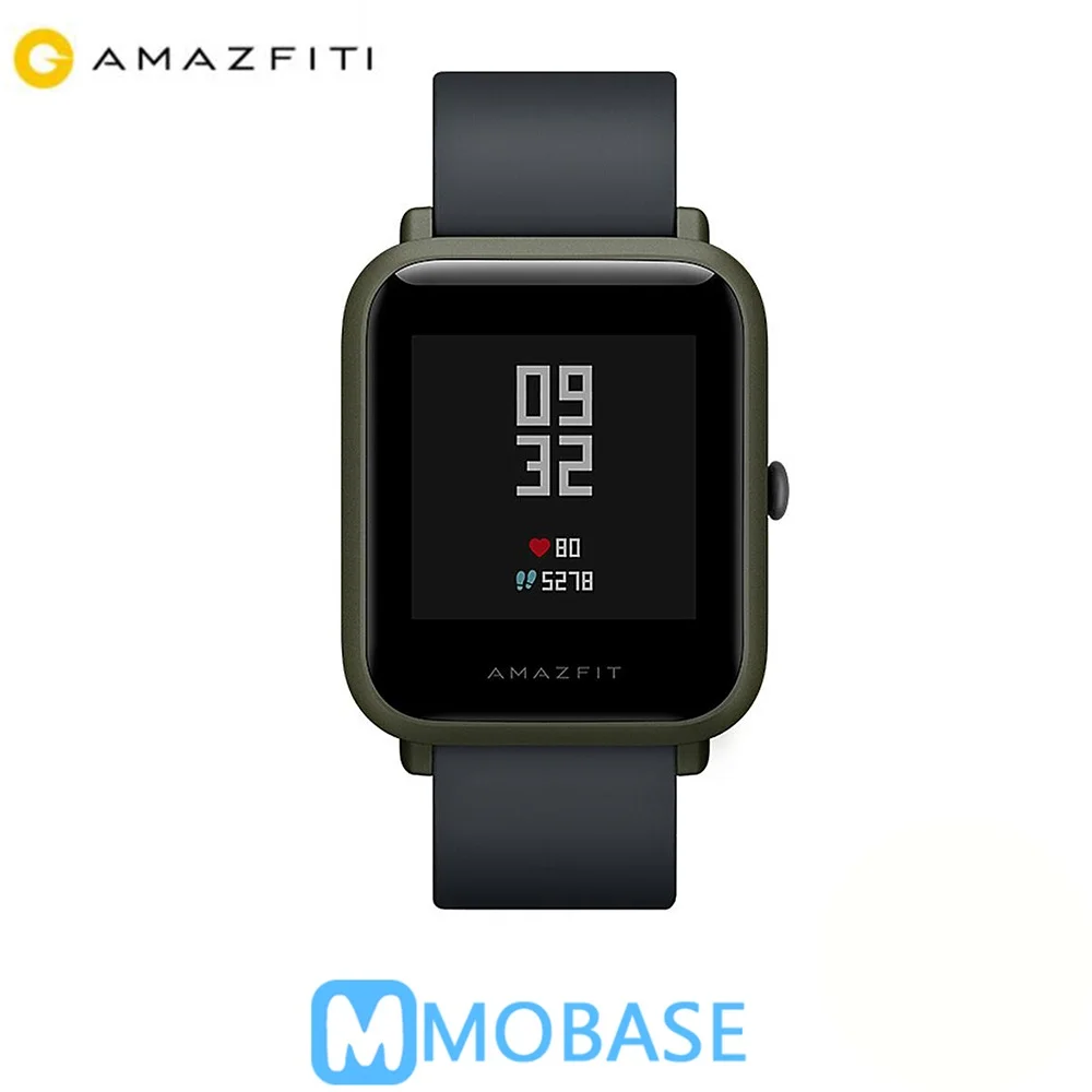 Black Смарт-часы Amazfit Bip Huami,$2, скидка, отражающий цветной экран, 1,28 дюймов, Баро, IP68, водонепроницаемые, gps, для Android и iOS - Цвет: Black