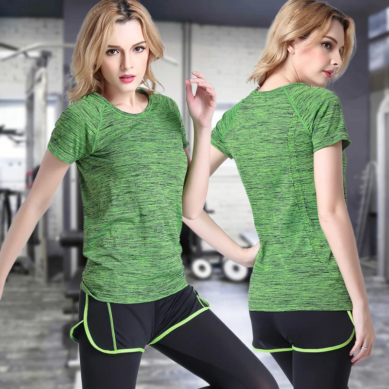 Летняя женская Свободная рубашка для йоги футболка фитнеса бега пробежек
