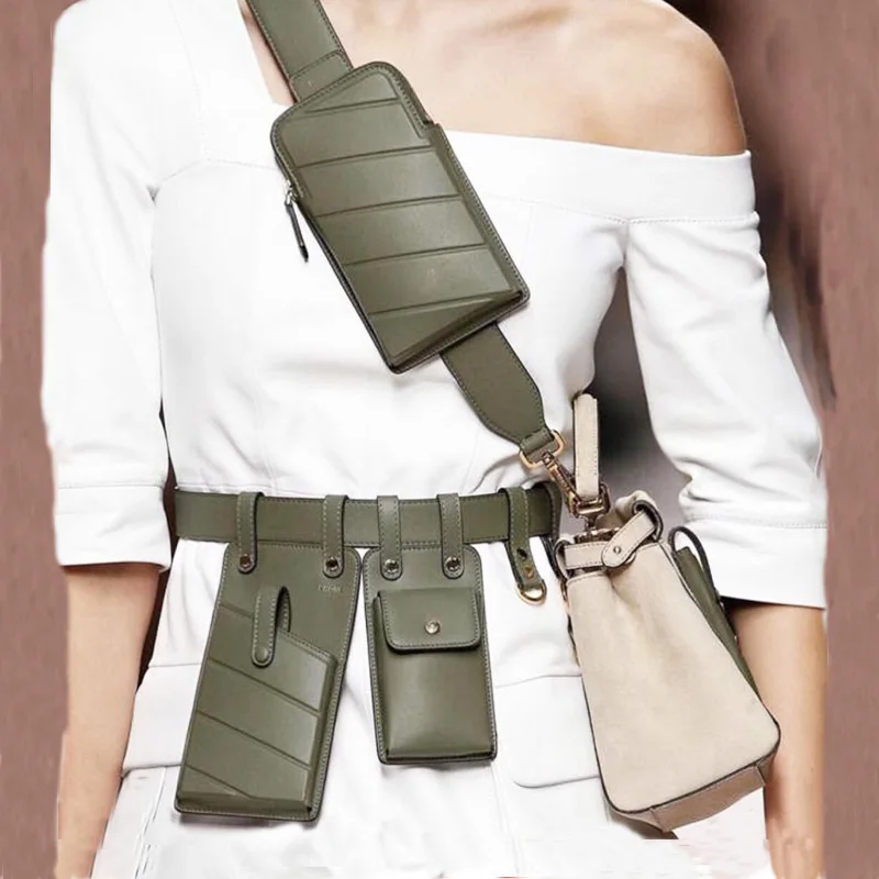 

Qulity Leather Fanny Pack for Woman Waist Bag Belt Fashion Punk Belt Phone Waist Pack Girls Bum Chest Crossbody Bag Female Purse