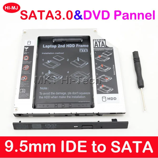 Универсальный алюминиевый 2-ой HDD Caddy 9,5 мм IDE to SATA 3,0 для 2," SSD чехол Корпус для HDD ODD CD DVD rom Оптический отсек